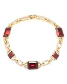 Lauren Ralph Lauren Pave & Red Stone Flex Bracelet In Gold Tone