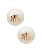 Lauren Ralph Lauren Imitation Pearl Logo Stud Earrings