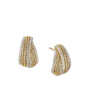 David Yurman Dy Origami Shrimp Earrings In 18k Yellow Gold With Pave Diamonds