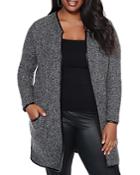 Belldini Plus Faux-leather Trimmed Cardigan