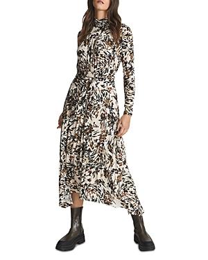 Reiss Bobby Floral Print Mock Neck Dress