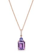 Bloomingdale's Amethyst & Tanzanite Pendant Necklace In 14k Rose Gold, 18 - 100% Exclusive