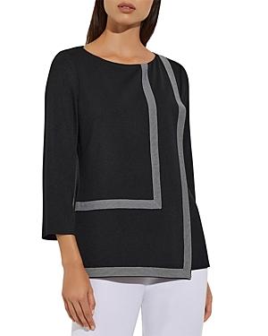 Misook Stripe Trim Layered Panel Knit Tunic