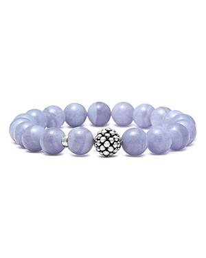 Lagos Sterling Silver Caviar Ball Beaded Blue Lace Agate Bracelet, 10mm