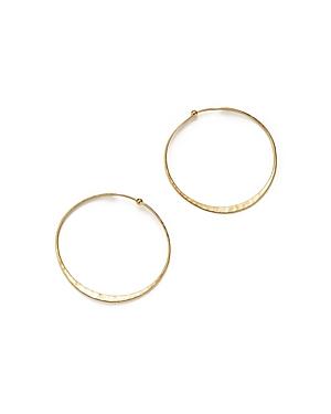 14k Hammered Yellow Gold Medium Twisted Hammered Hoop Earrings