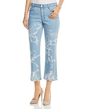 Donna Karan New York Faded Cropped Flare Jeans In Retro Mid Rinse