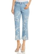 Donna Karan New York Faded Cropped Flare Jeans In Retro Mid Rinse