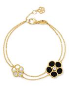 Roberto Coin 18k Yellow Gold Black Onyx, Mother-of-pearl & Diamond Flower Double-row Bracelet - 100% Exclusive