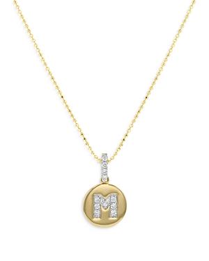 Bloomingdale's Diamond Accent Initial M Pendant Necklace In 14k Yellow Gold, 0.05 Ct. T.w. - 100% Exclusive