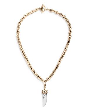 Allsaints White Howlite Horn Pendant Necklace In Gold Tone, 19