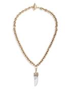 Allsaints White Howlite Horn Pendant Necklace In Gold Tone, 19