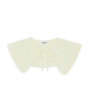 Ganni Light Seersucker Stripe Frill Collar
