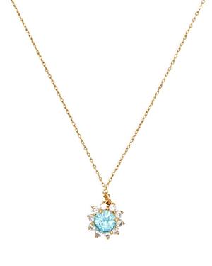 Kate Spade New York Sunny Cubic Zirconia Halo Pendant Necklace In Gold Tone, 16-19
