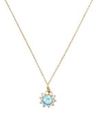 Kate Spade New York Sunny Cubic Zirconia Halo Pendant Necklace In Gold Tone, 16-19