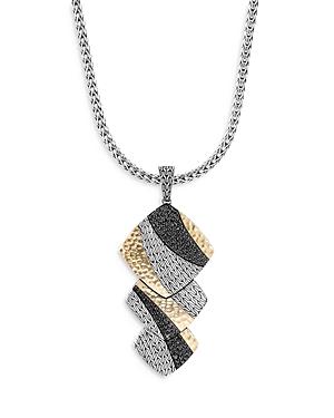 John Hardy Sterling Silver & 18k Yellow Gold Classic Chain Black Sapphire & Black Spinel Pendant Necklace, 18