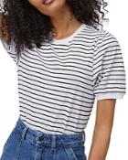 French Connection Striped Puff Sleeve Tee