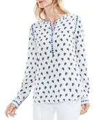 Vince Camuto Mixed-print Henley Blouse