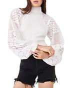 Free People Love Too Much Lace Sleeve Top