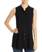 Eileen Fisher Mandarin-collar Silk Sleeveless Shirt