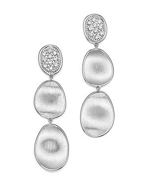 Marco Bicego 18k White Gold Lunaria Diamond Triple Drop Earrings