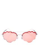 Miu Miu Women's Brow Bar Scalloped Round Sunglasses, 55mm