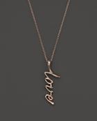 Kc Designs Love Pendant Necklace With Diamond Accent In 14k Rose Gold, 16