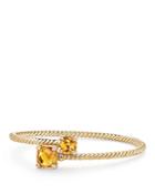 David Yurman Chatelaine Bypass Bracelet With Citrine And Diamonds In 18k Yellow Gold
