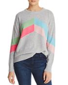 Minnie Rose Color-block Chevron Cashmere Sweater
