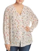 Lucky Brand Plus Floral-print Peasant Top