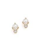 Zoe Chicco 14k Yellow Gold Prong Set Cultured Freshwater Pearl & Diamond Earrings