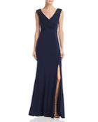 Adrianna Papell Embellished Pintucked Gown