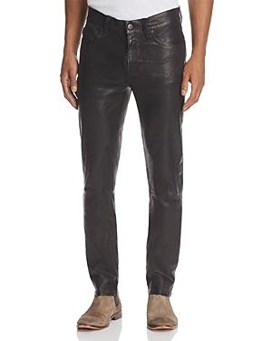 J Brand Mick Skinny Fit Leather Pants In Washed Black