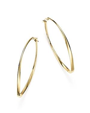 14k Yellow Gold Twisted Oval Hoop Earrings