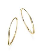 14k Yellow Gold Twisted Oval Hoop Earrings