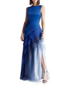 Halston Heritage Ombre Voile Satin Gown