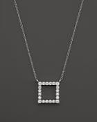 Diamond Square Pendant Necklace In 14k White Gold, .85 Ct. T.w.