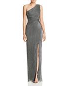 Adrianna Papell One-shoulder Chainmail Gown