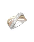 Bloomingdale's Diamond Crossover Ring In Tricolor 14k Gold, 0.35 Ct. T.w. - 100% Exclusive