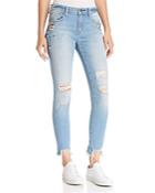Aqua Embellished Step-hem Jeans In Light Wash - 100% Exclusive
