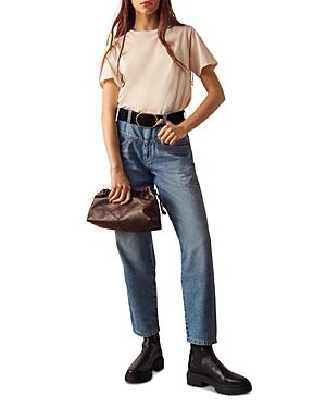 Ba & Sh Sophia High Rise Straight Jeans In Blue Jeans
