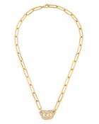 Dinh Van18k Yellow Gold Menottes Diamond Pave Interlocking Ring Pendant Necklace, 17.7