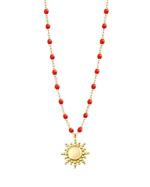 Gigi Clozeau 18k Yellow Gold Pirate Coral Bead Sun Pendant Necklace, 16.1-16.5