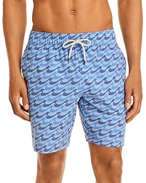 Faherty Beacon Wave Print Swim Trunks