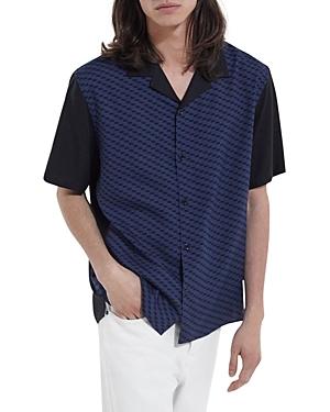 The Kooples Optical Short Sleeve Button Front Camp Shirt