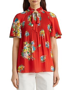 Lauren Ralph Lauren Floral Print Micro Pleat Blouse