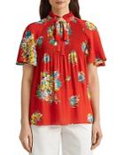 Lauren Ralph Lauren Floral Print Micro Pleat Blouse