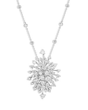 Hueb 18k White Gold Luminus Diamond Starburst Marquis Cluster Pendant Necklace, 16