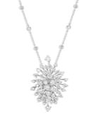 Hueb 18k White Gold Luminus Diamond Starburst Marquis Cluster Pendant Necklace, 16