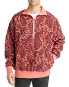 Aries Cotton Reverse Fleece Paisley Regular Fit Half Zip Sweatshirt