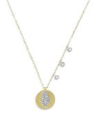 Meira T 14k Yellow & White Gold Diamond Hamsa Disc Pendant Necklace, 18